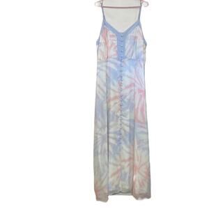 ModCloth Pastel Tie Dye Maxi Dress Gotta Look the Party Button Slit Size 22